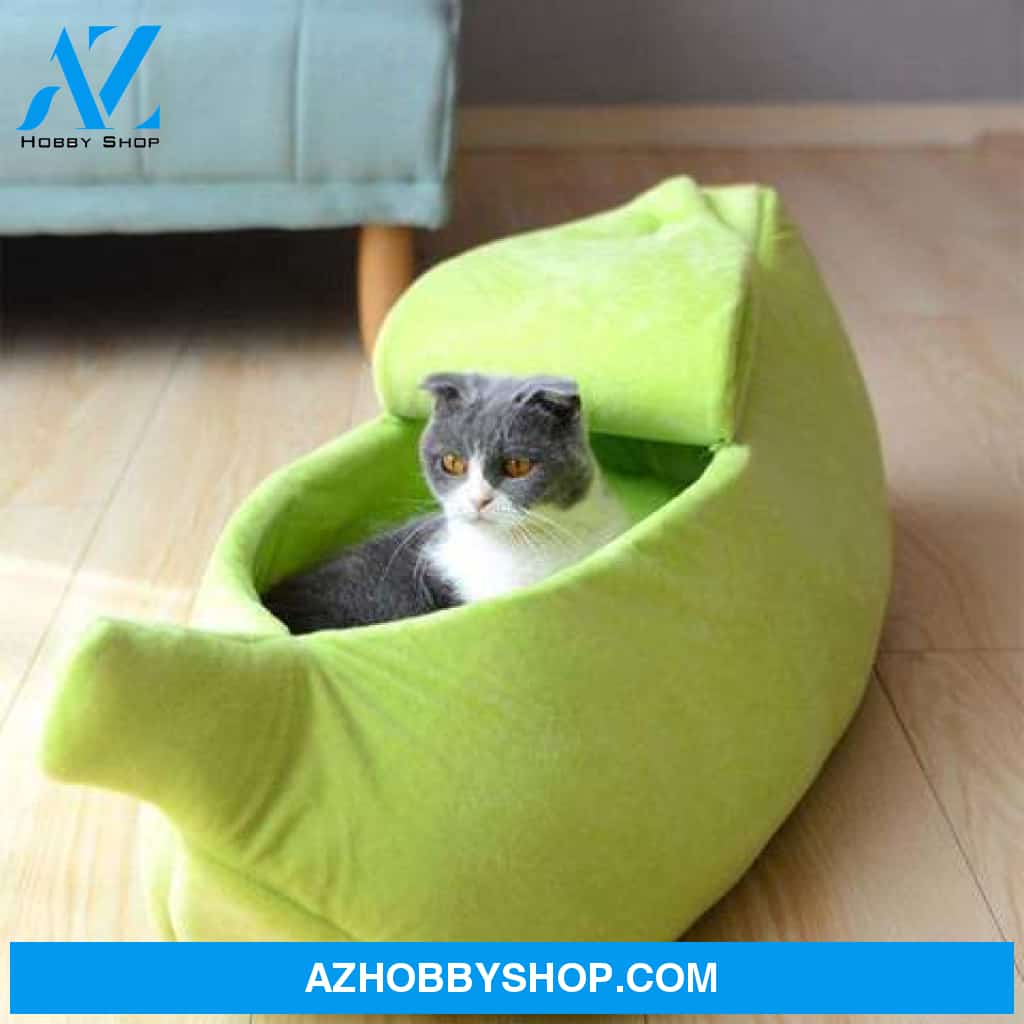 Pet House Dog Bed Banana Shape Cute Kennel Nest Warm Sofas Sleeping Greenxl