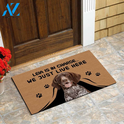 Custom German Shorthaired Pointer Dogs Name and Photo Doormat Pet is in Charge We Just Live Here Funny Door Mat Personalized gift FSD1559