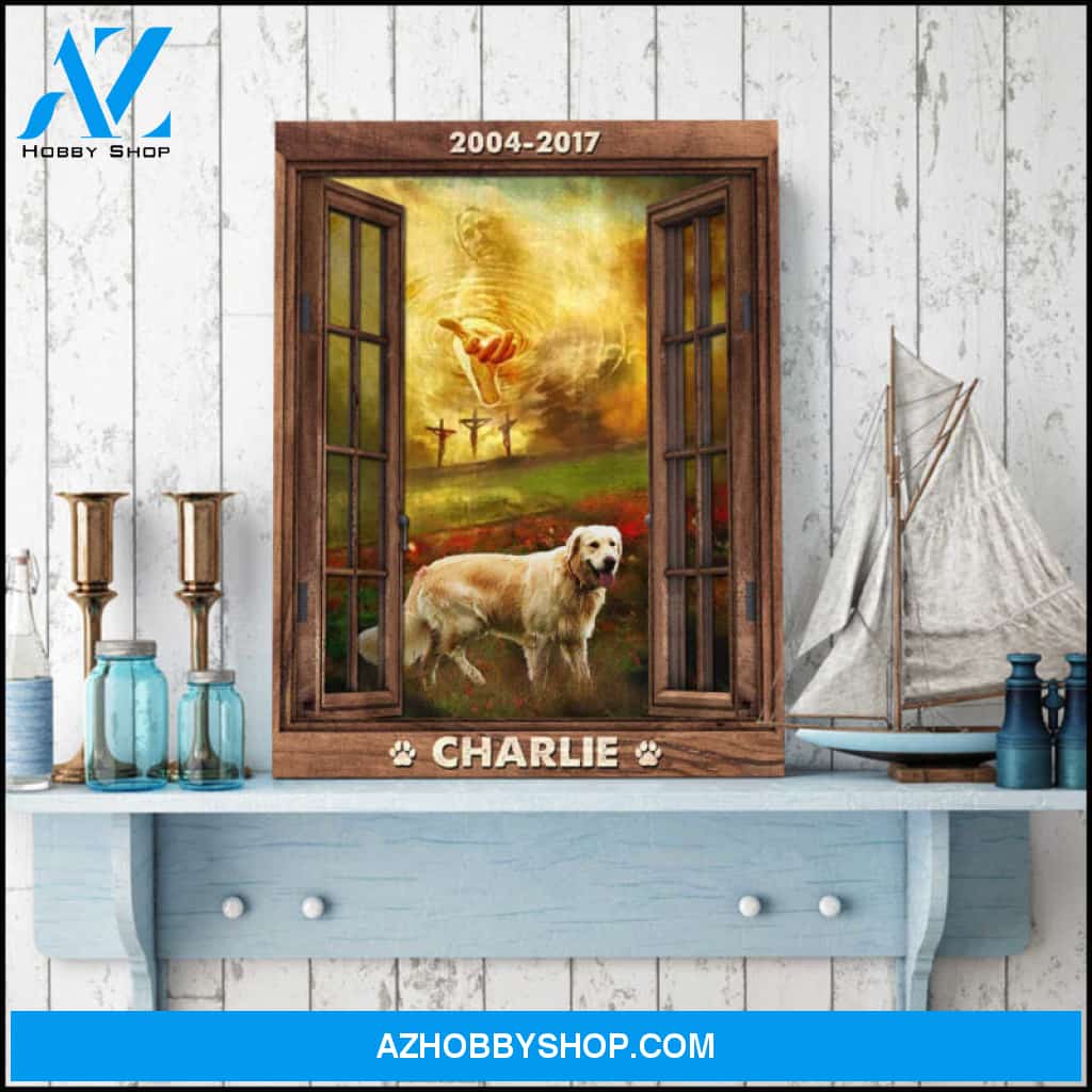 Pet Memorial Gift Custom Photo Window Take my hand Jesus Canvas