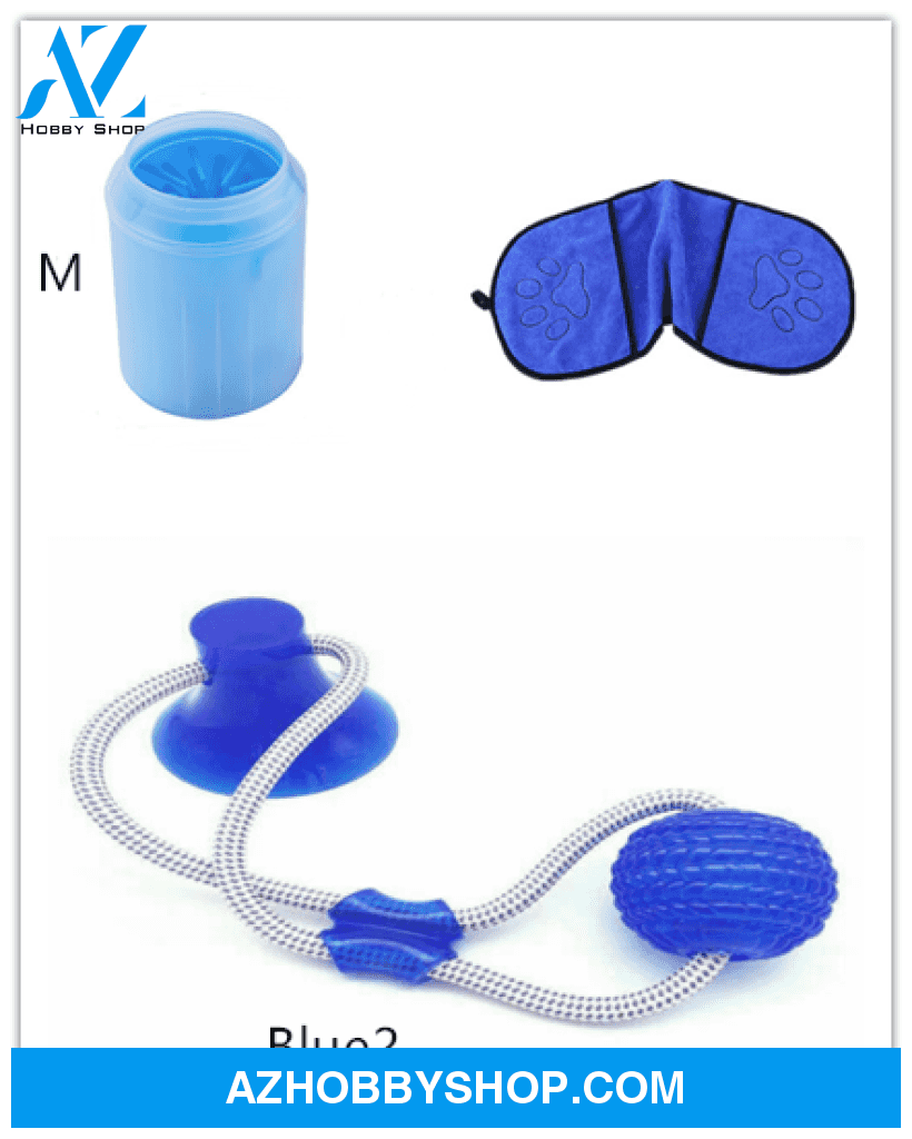 Pet Paw Cleaner Cleaning Kit Cup Soft Brush Can Set / Blue