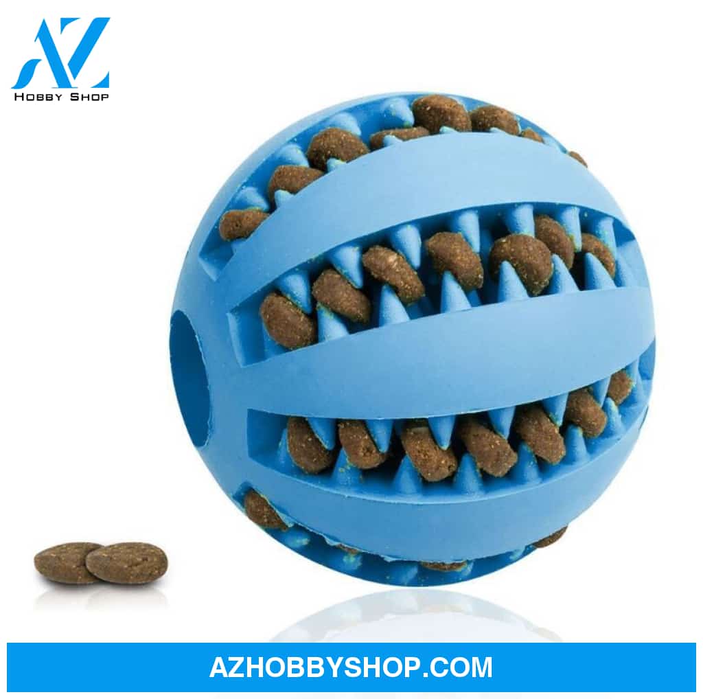 Pet Slow Feeder Dog Toy Cute Funny Rubber Ball Blue / 5Cm