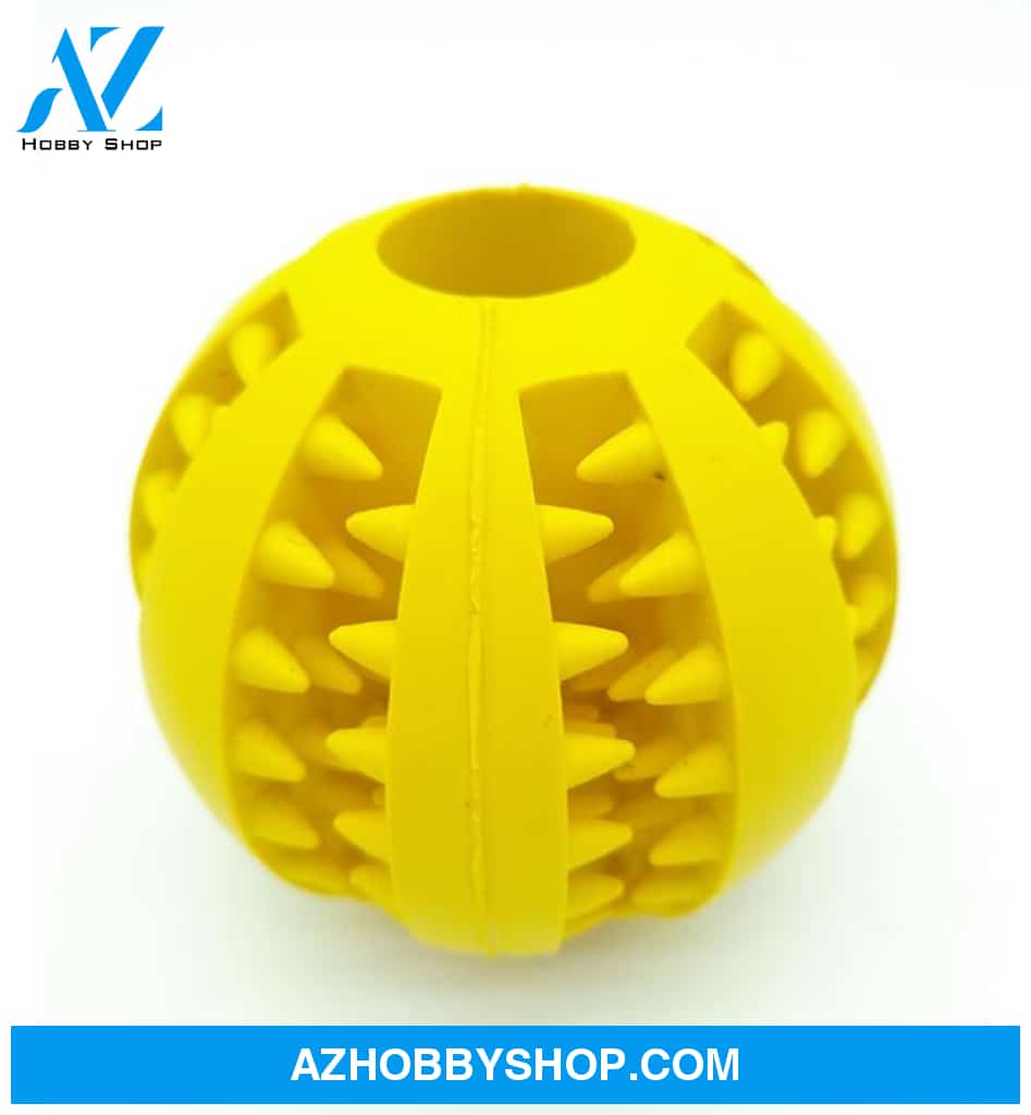 Pet Slow Feeder Dog Toy Cute Funny Rubber Ball Yellow / 6Cm