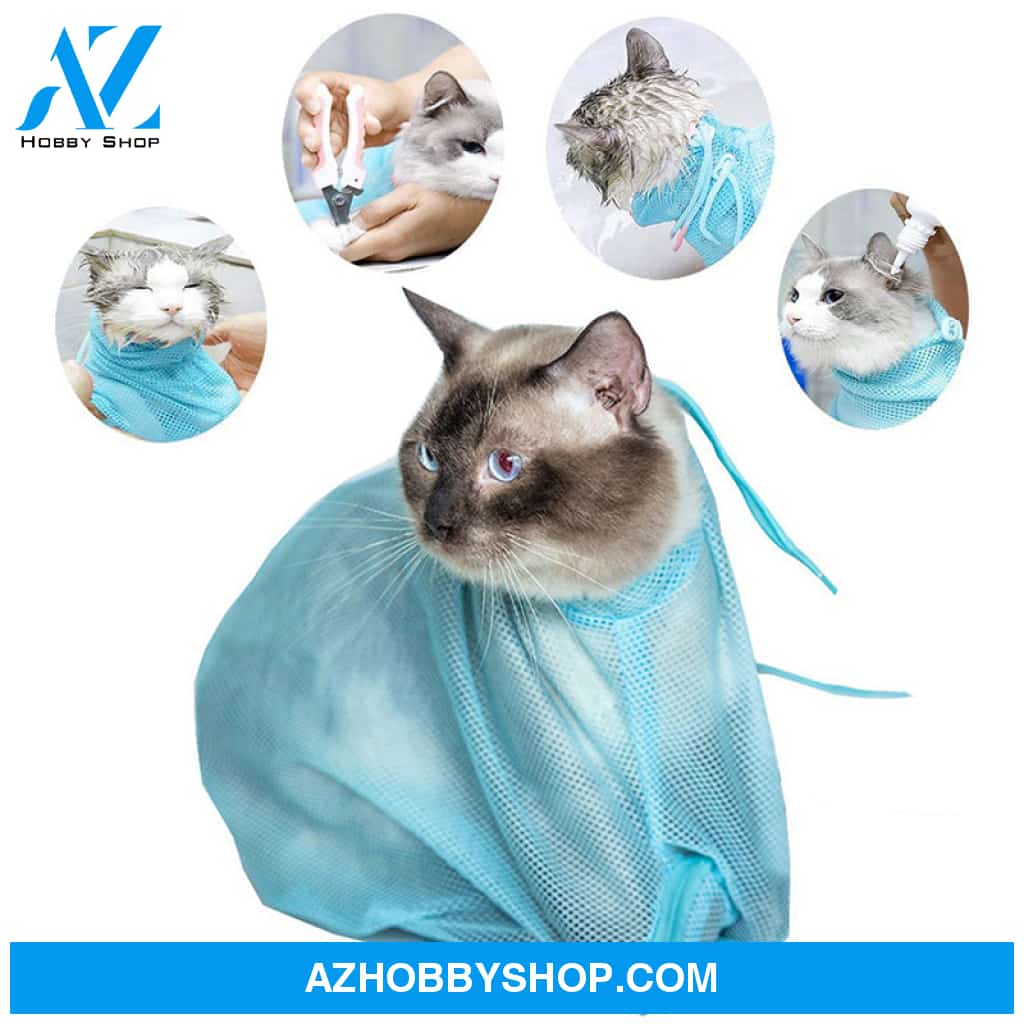 Pet Soft Cat Grooming Bag Adjustable Multifunctional Polyester Washing Shower Mesh Bags Nail