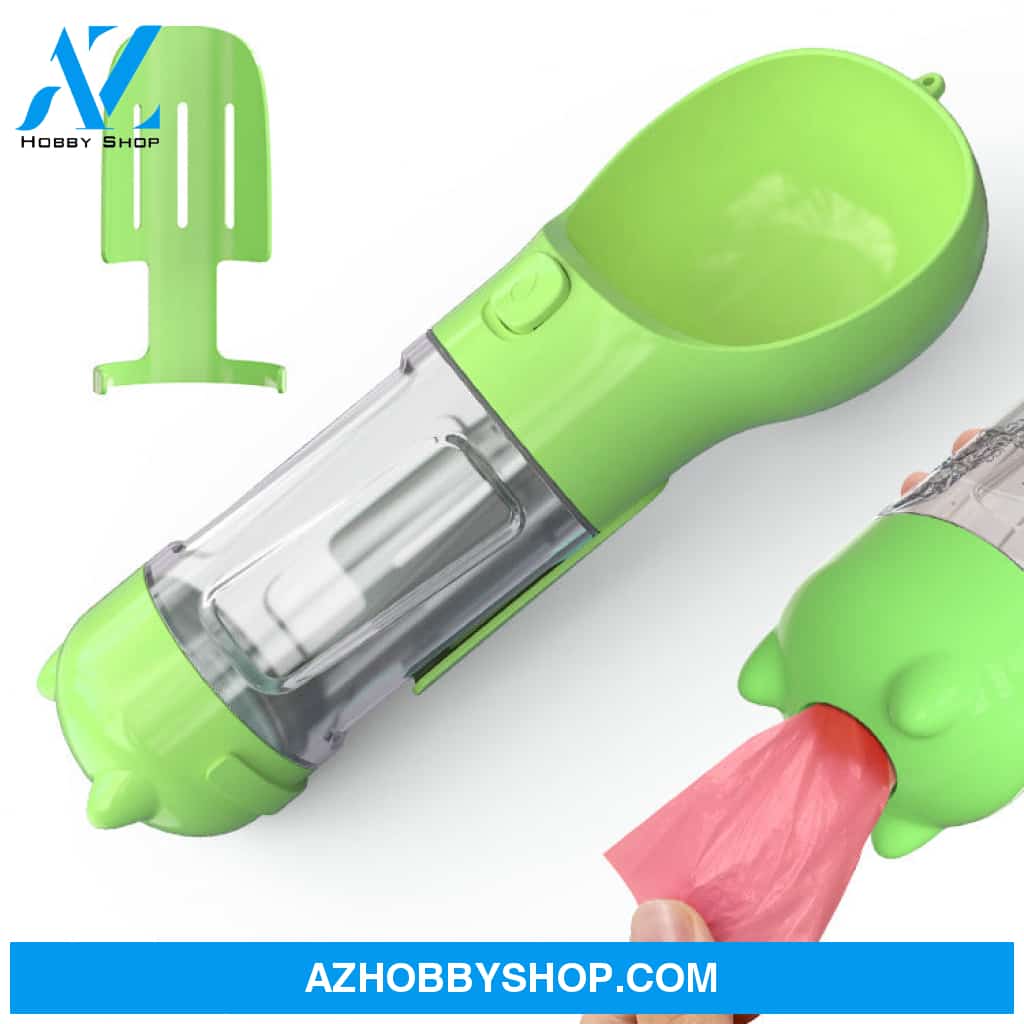 Pet Water Bottle Feeder Bowl Garbage Bag Storage Portable Outdoor Travel 3 In 1 Dog Green2Style /