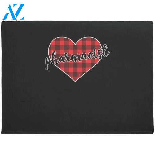 Pharmacist Buffalo Plaid Heart Cozy Christmas Wint Doormat Welcome Mat House Warming Gift Home Decor Funny Doormat Gift Idea