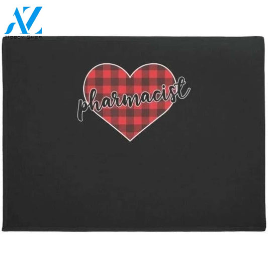Pharmacist Buffalo Plaid Heart Cozy Christmas Wint Doormat Welcome Mat House Warming Gift Home Decor Funny Doormat Gift Idea