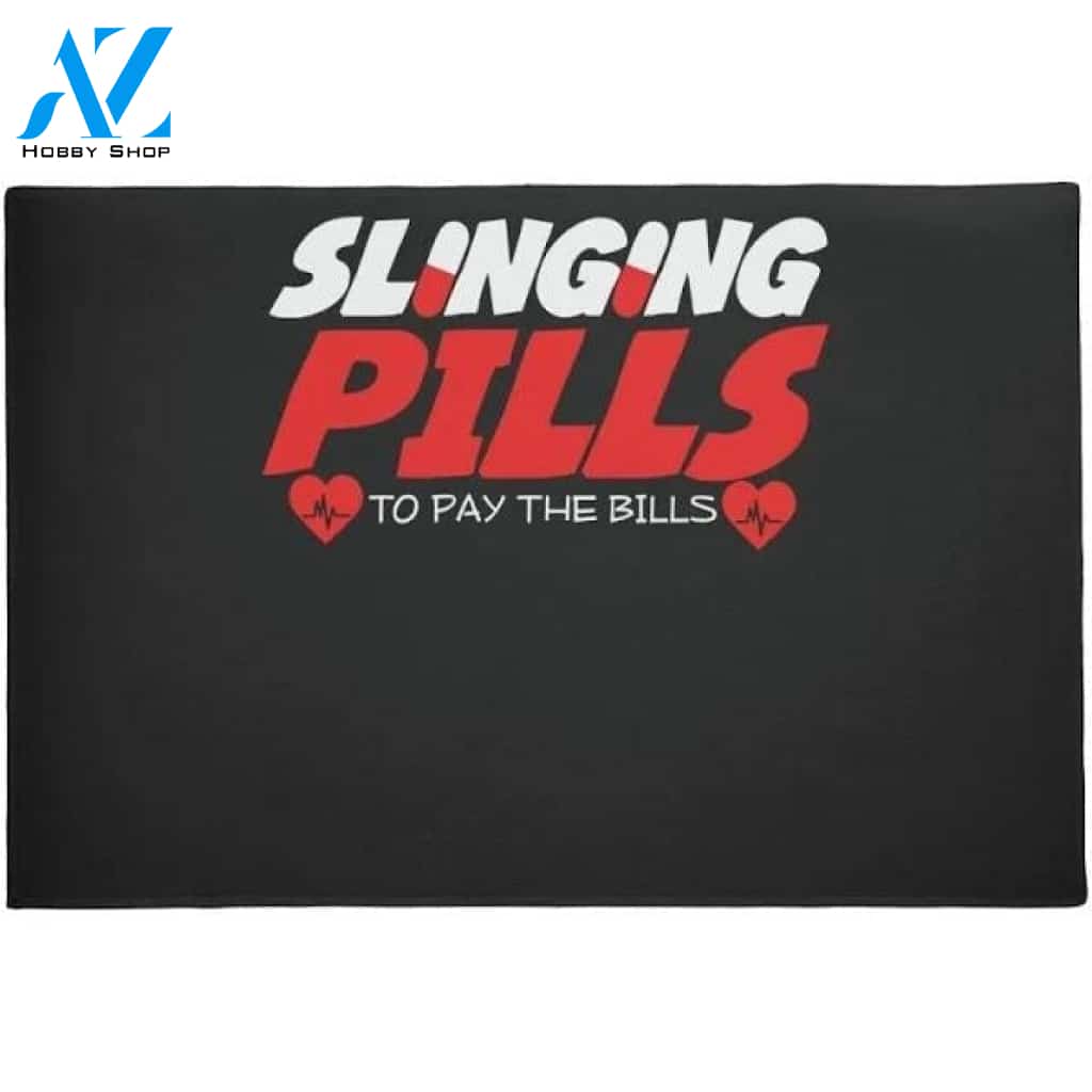 Pharmacist Slinging Pills Joke Druggist Chemist Doormat Welcome Mat House Warming Gift Home Decor Funny Doormat Gift Idea