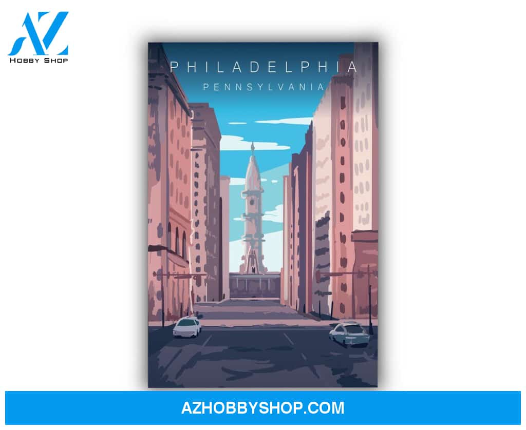 Philadelphia Vintage Rustic Poster Print, Home Wall Art