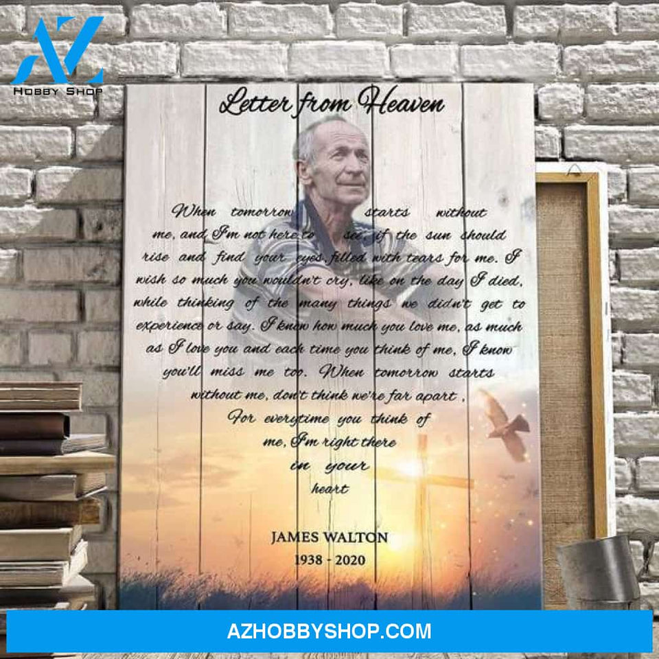 Personalized Photo Memorial Canvas, a Letter From Heaven Canvas Wall Art Gift for Remembrance