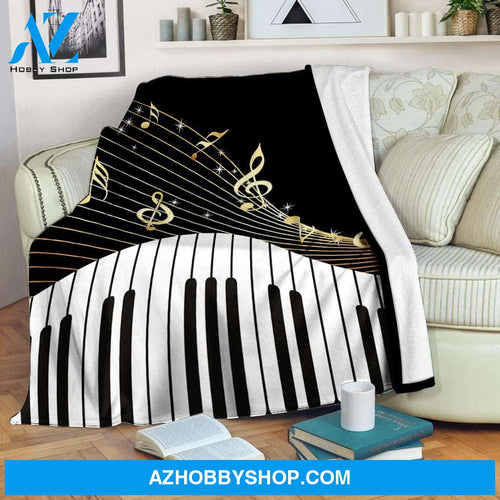 Piano Key And Music Notes Fleece Blanket