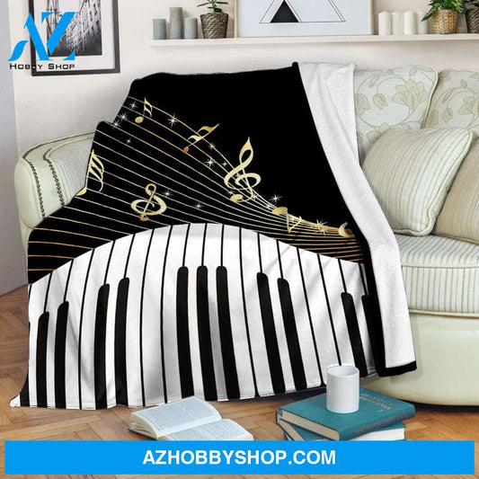 Piano Key And Music Notes Fleece Blanket