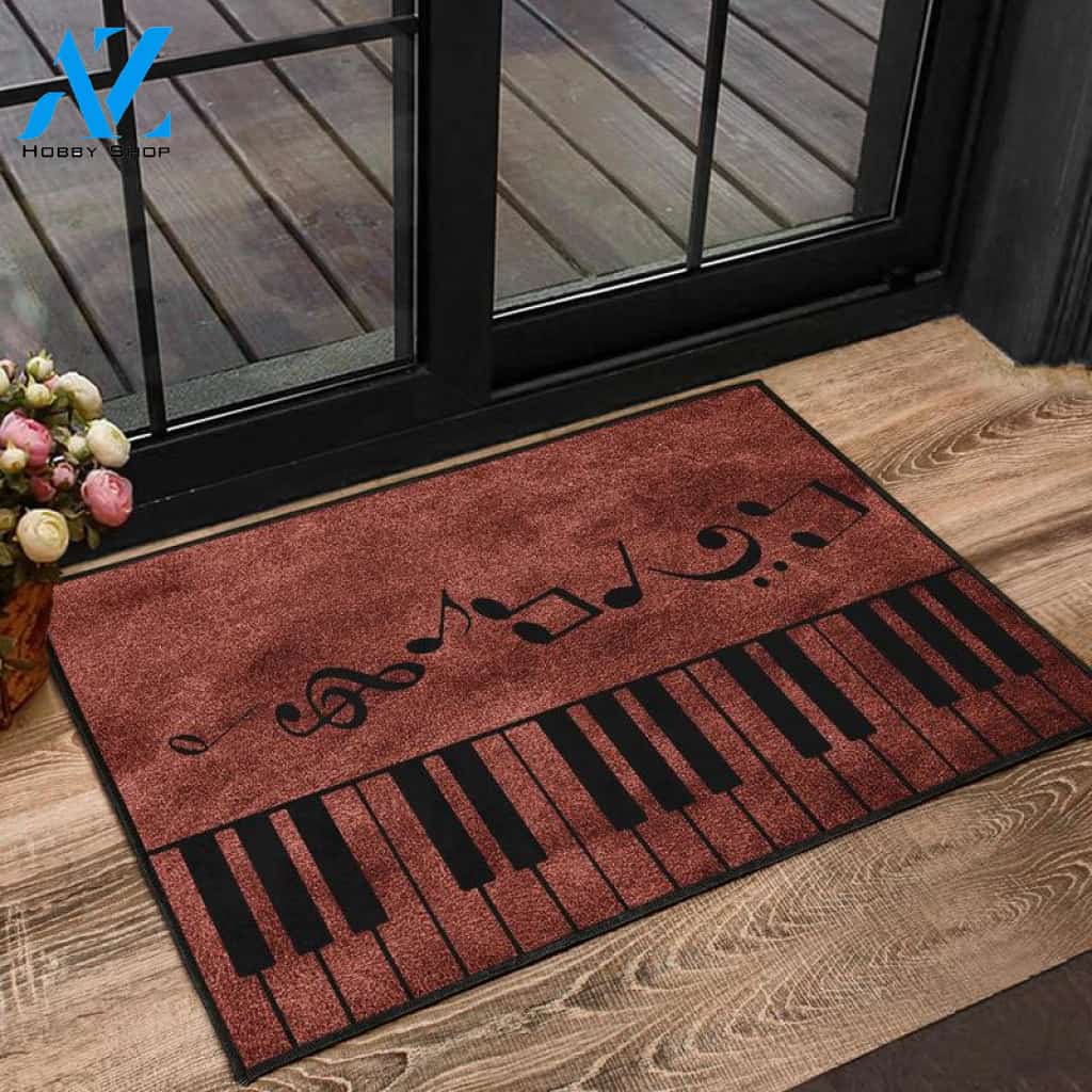 Piano & Music Notes Doormat Indoor And Outdoor Doormat Warm House Gift Welcome Mat Birthday Gift for Music Lovers Piano Lover