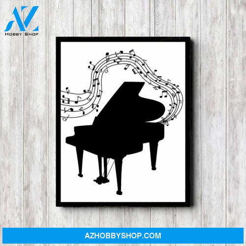 Piano Silhouette Poster With Music Notes Music Teacher Canvas And Poster, Wall Decor Visual Art