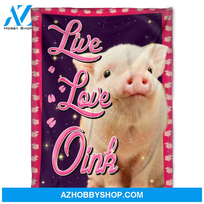 Pig Blanket, Live Love Pink, Fleece Blanket.Gift For Pig Lovers Home Decor Bedding Couch Sofa Soft And Comfy Cozy