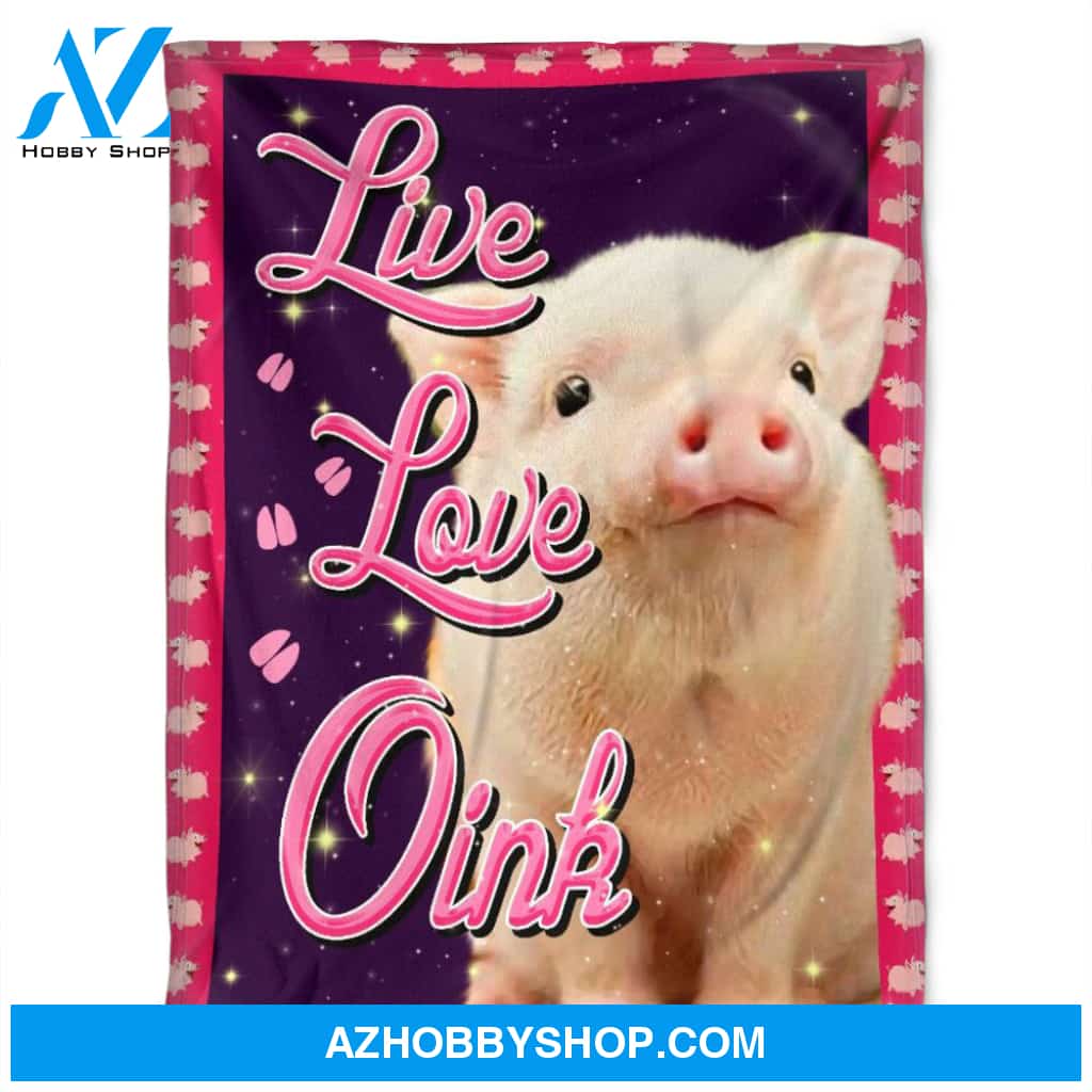 Pig Blanket, Live Love Pink, Fleece Blanket.Gift For Pig Lovers Home Decor Bedding Couch Sofa Soft And Comfy Cozy
