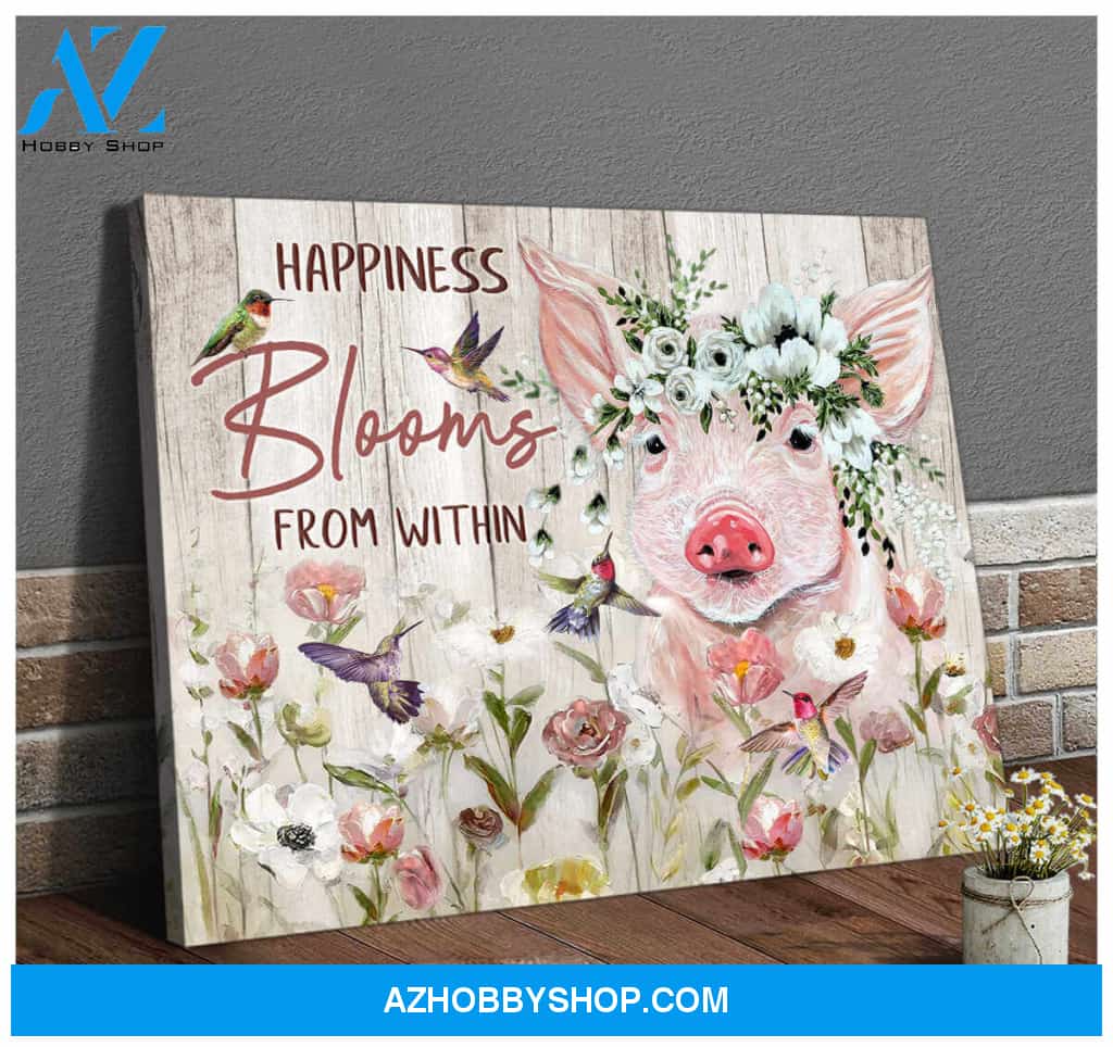 Pig Canvas Happiness blooms from within Wall Art Decor
