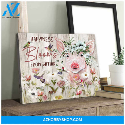 Pig Canvas Happiness blooms from within Wall Art Decor
