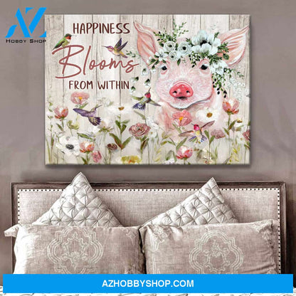 Pig Canvas Happiness blooms from within Wall Art Decor