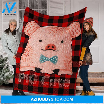 Pig Cute Caro Red Fleece Blanket