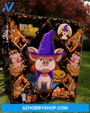 Pig Halloween Fleece Blanket, Gift For Pig lovers, Gift For Family Friends Birthday Gift Home Decor Bedding Couch Sofa Soft And Comfy Cozy