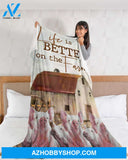 Pig Life Is Better On The Farm Fleece Blanket, Gift For Pig Lovers Gift For Family Friend Home Decor Bedding Couch Sofa Soft And Comfy Cozy