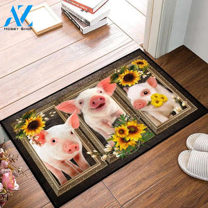 Pig Lovely Sunflowers Indoor And Outdoor Doormat Warm House Gift Welcome Mat Gift For Pig Lovers Birthday Gift