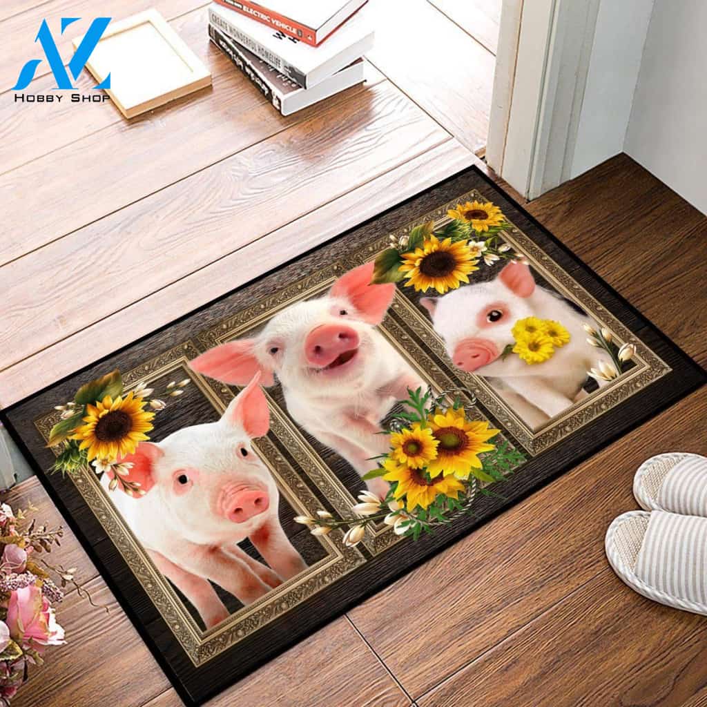Pig Lovely Sunflowers Doormat | Welcome Mat | House Warming Gift