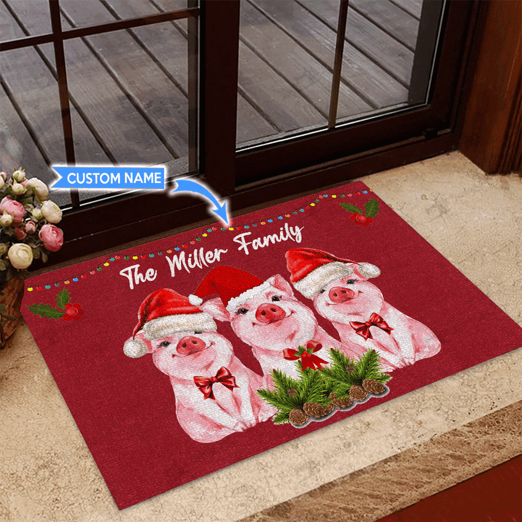 Pig Personalized Custom Name Doormat Welcome Mat