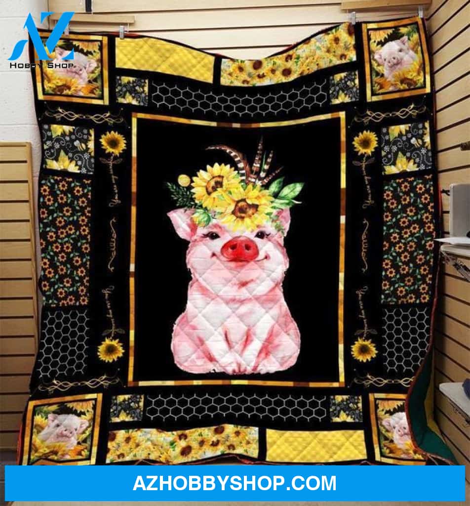 Pig Sunflower Fleece Blanket