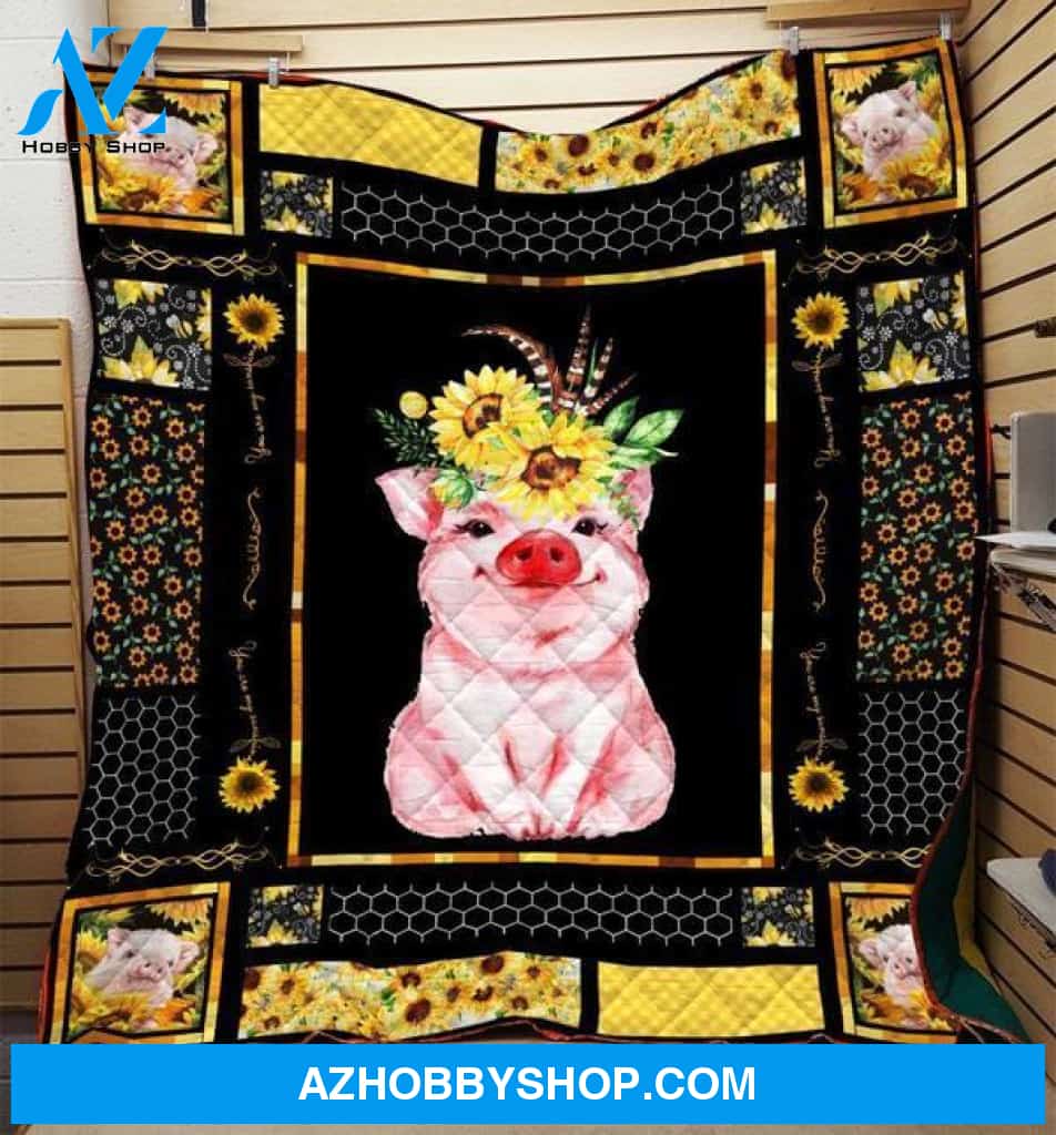 Pig Sunflower Fleece Blanket