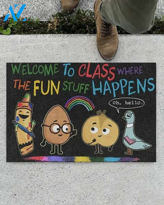 Pigeon Teacher Welcome To Class Back To School Cute Funny Indoor And Outdoor Doormat Warm House Gift Welcome Mat Birthday Gift For Kids Student Class Teacher School