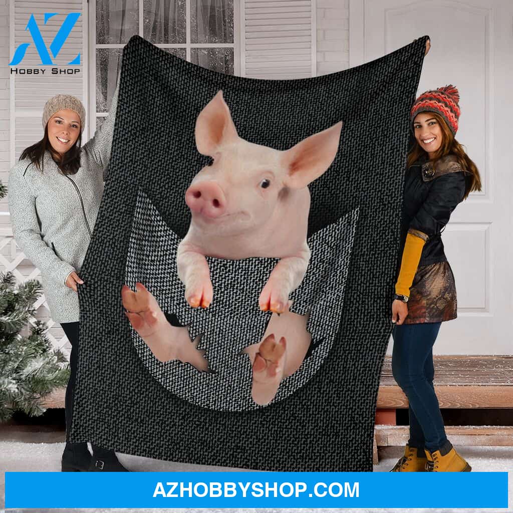 Pigs Pocket Farbic Fleece Blanket
