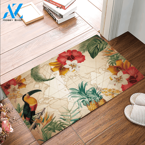 Pineapple Flower And Bird Inoor And Outdoor Doormat Welcome Mat Housewarming Gift Home Decor Funny Doormat Gift Idea For Fruit Lovers