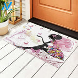 Pink Butterfly Beautiful Girl Doormat Welcome Mat House Warming Gift Home Decor Gift for Butterfly Lovers Funny Doormat Gift Idea