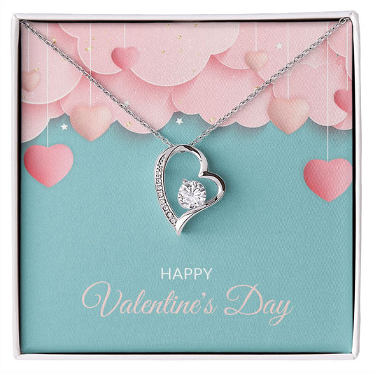 Pink Hearts Happy Valentine's Day Forever Love Heart Necklace