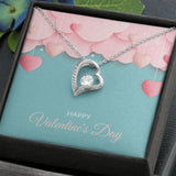 Pink Hearts Happy Valentine's Day Forever Love Heart Necklace