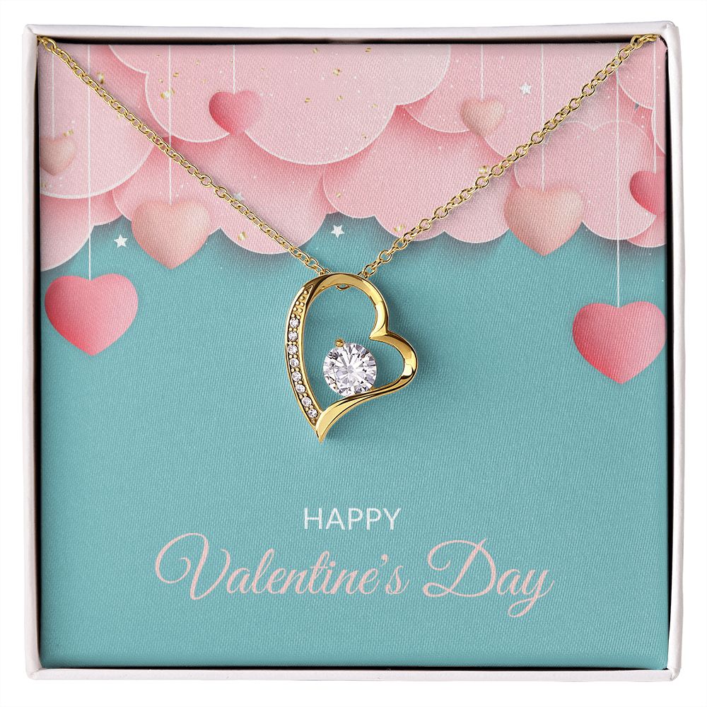 Pink Hearts Happy Valentine's Day Forever Love Heart Necklace