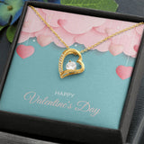Pink Hearts Happy Valentine's Day Forever Love Heart Necklace