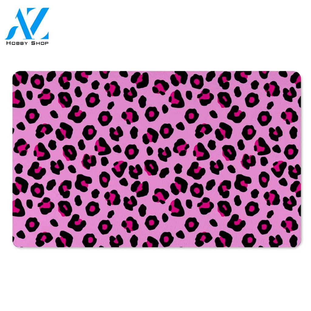 Pink Leopard Door Mat