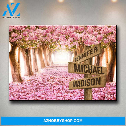 Pink Petal Road Multi-Names Premium Canvas