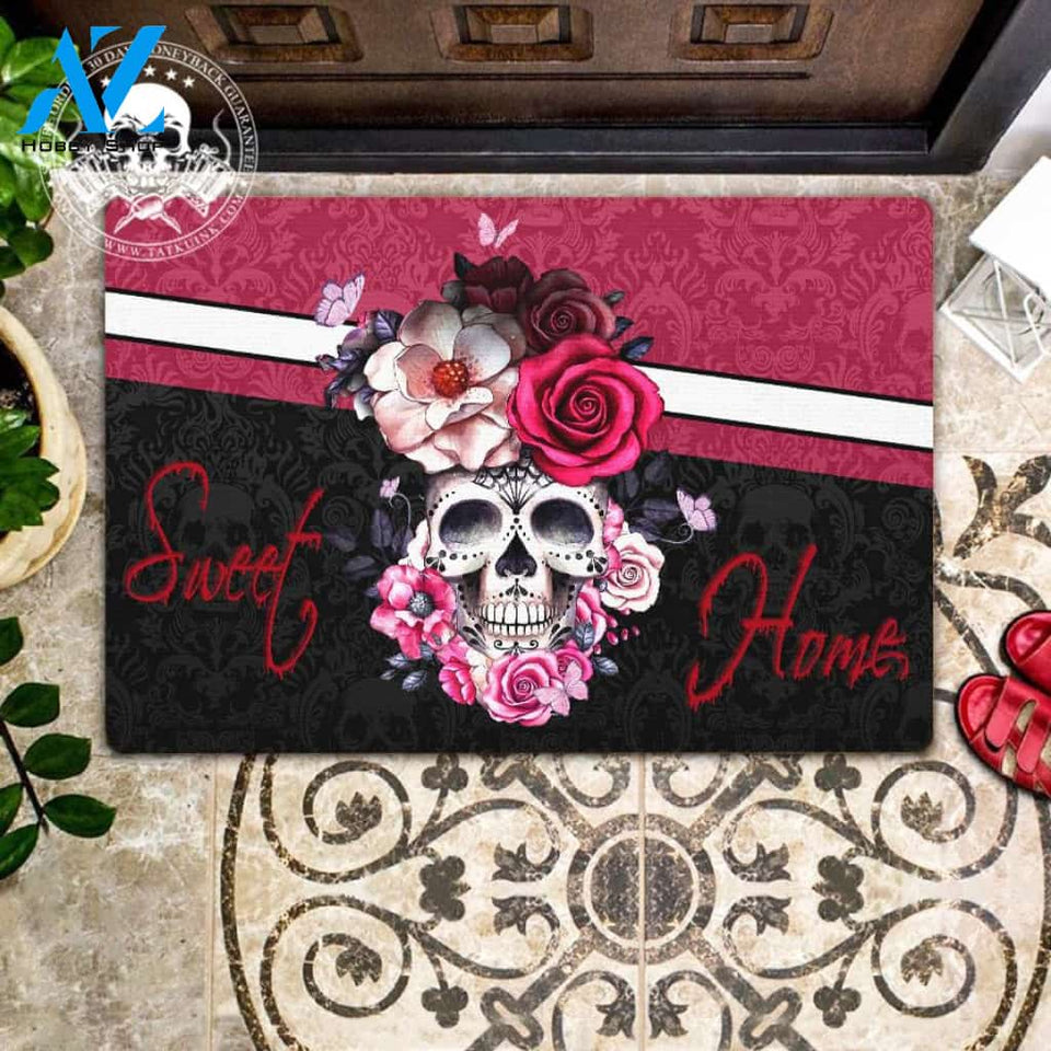 Pink Sweet Home Skull Doormat