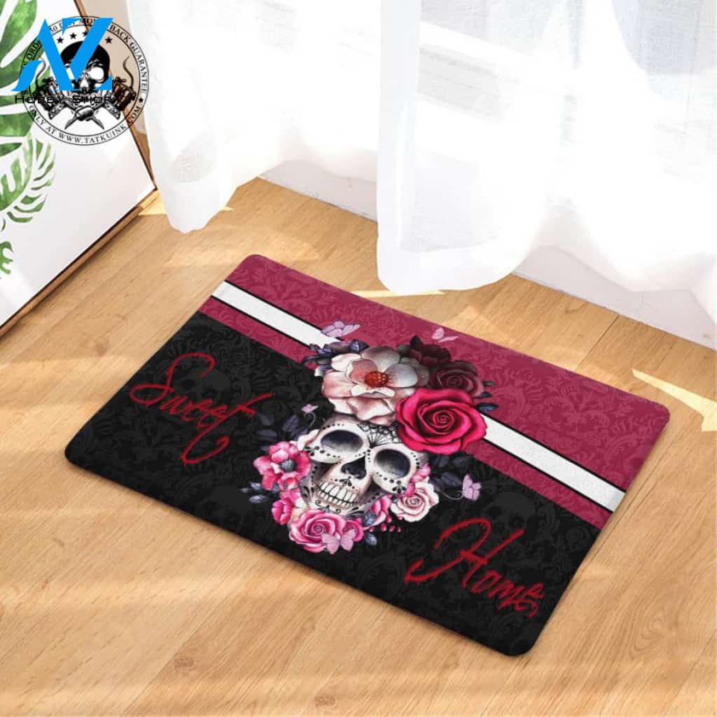 Pink Sweet Home Skull Doormat