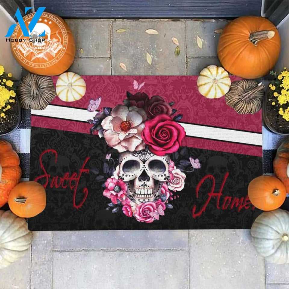 Pink Sweet Home Skull Doormat