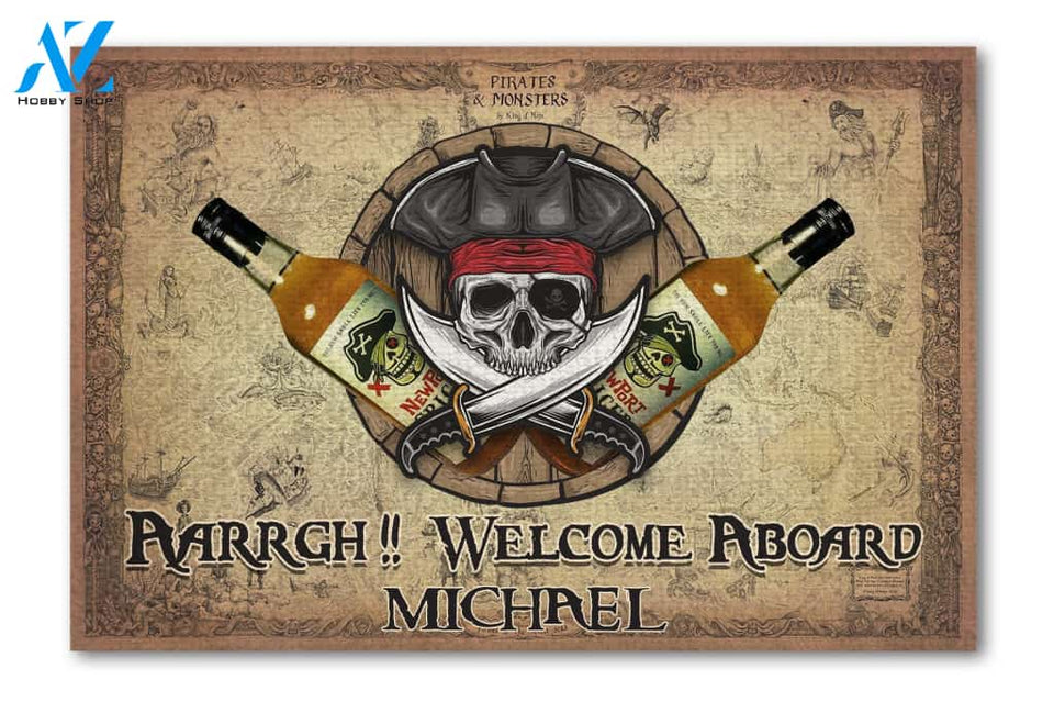 Pirate Welcome On Board Personalized Doormat | Welcome Mat | House Warming Gift