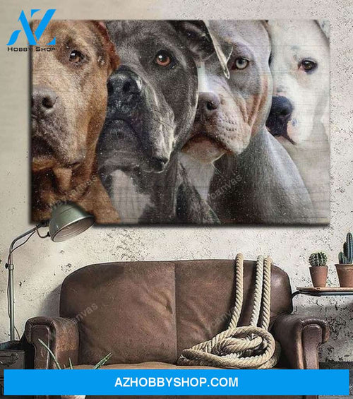Pit bull - Awesome family Pit bull Landscape Canvas Prints - Wall Art