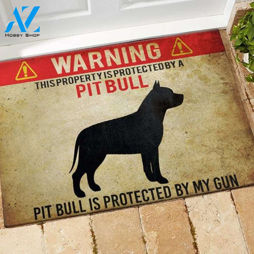Pit Bull Doormat Pit Bull This Property Is Protected | Welcome Mat | House Warming Gift | Christmas Gift Decor