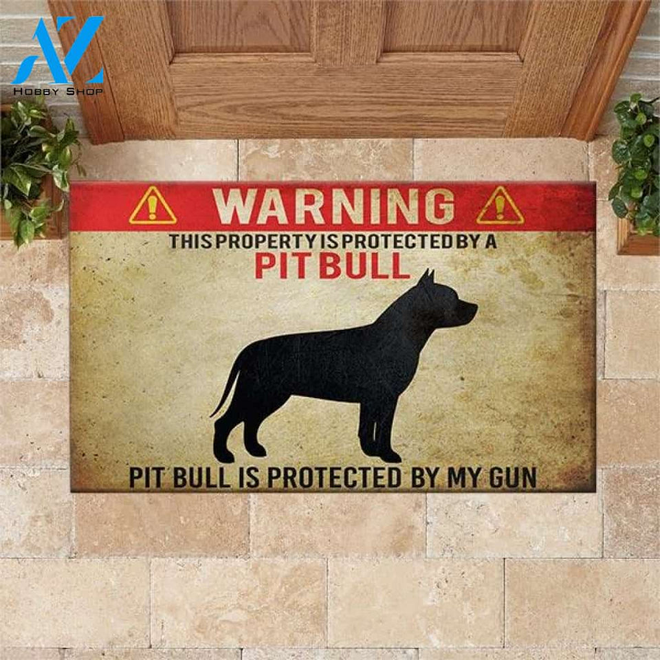 Pit Bull Doormat Pit Bull This Property Is Protected | Welcome Mat | House Warming Gift