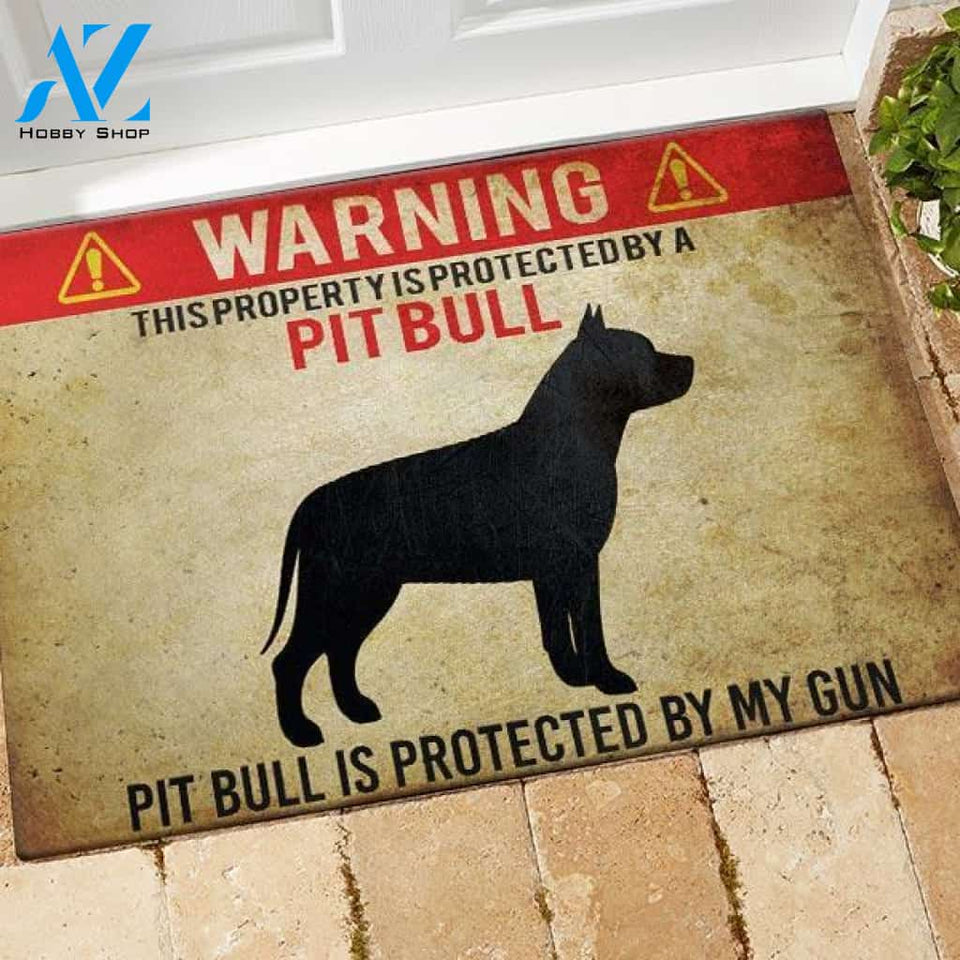 Pit Bull Doormat Pit Bull This Property Is Protected | Welcome Mat | House Warming Gift | Christmas Gift Decor