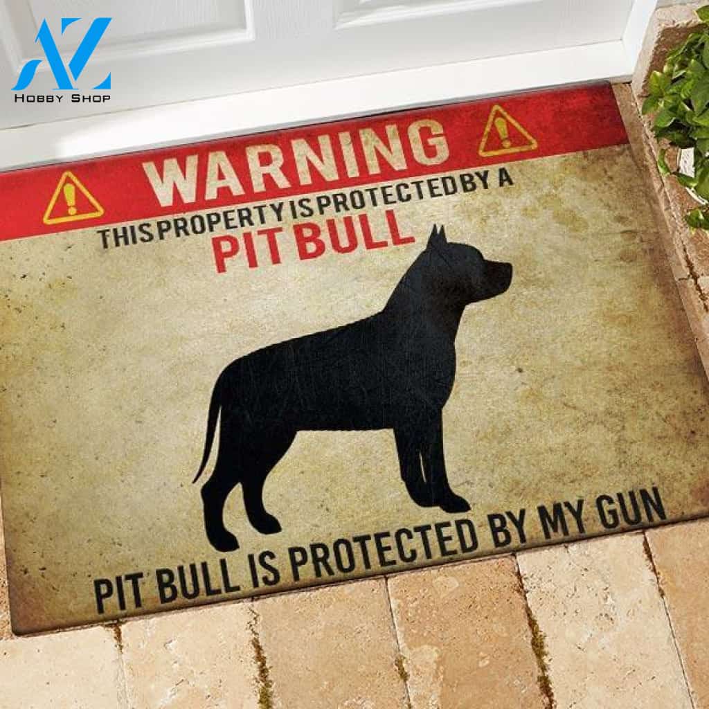 Pit Bull Doormat Pit Bull This Property Is Protected | Welcome Mat | House Warming Gift | Christmas Gift Decor