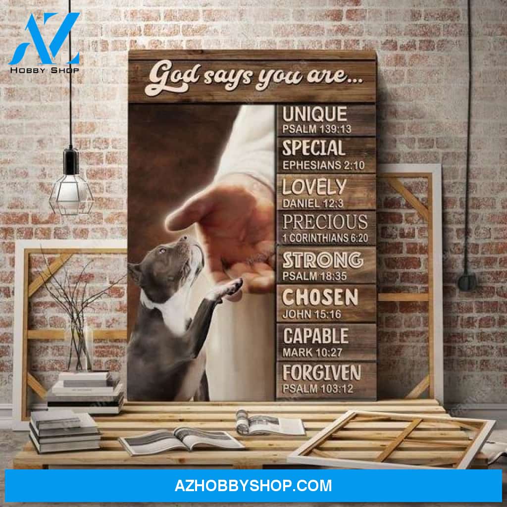 Pit bull - God says you are Pitbull Portrait Canvas Prints - Wall Art